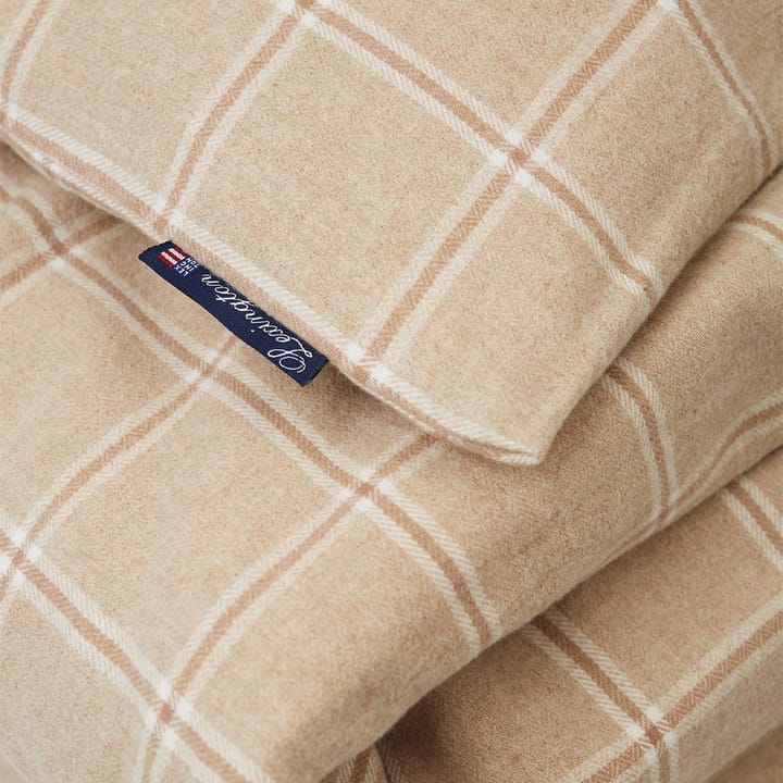 Checked duvet cover cotton-cashmere 150x210 cm - beige - Lexington