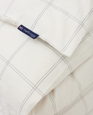 Checked duvet cover cotton-lyocell 150x210 cm - Off white-dark blue - Lexington
