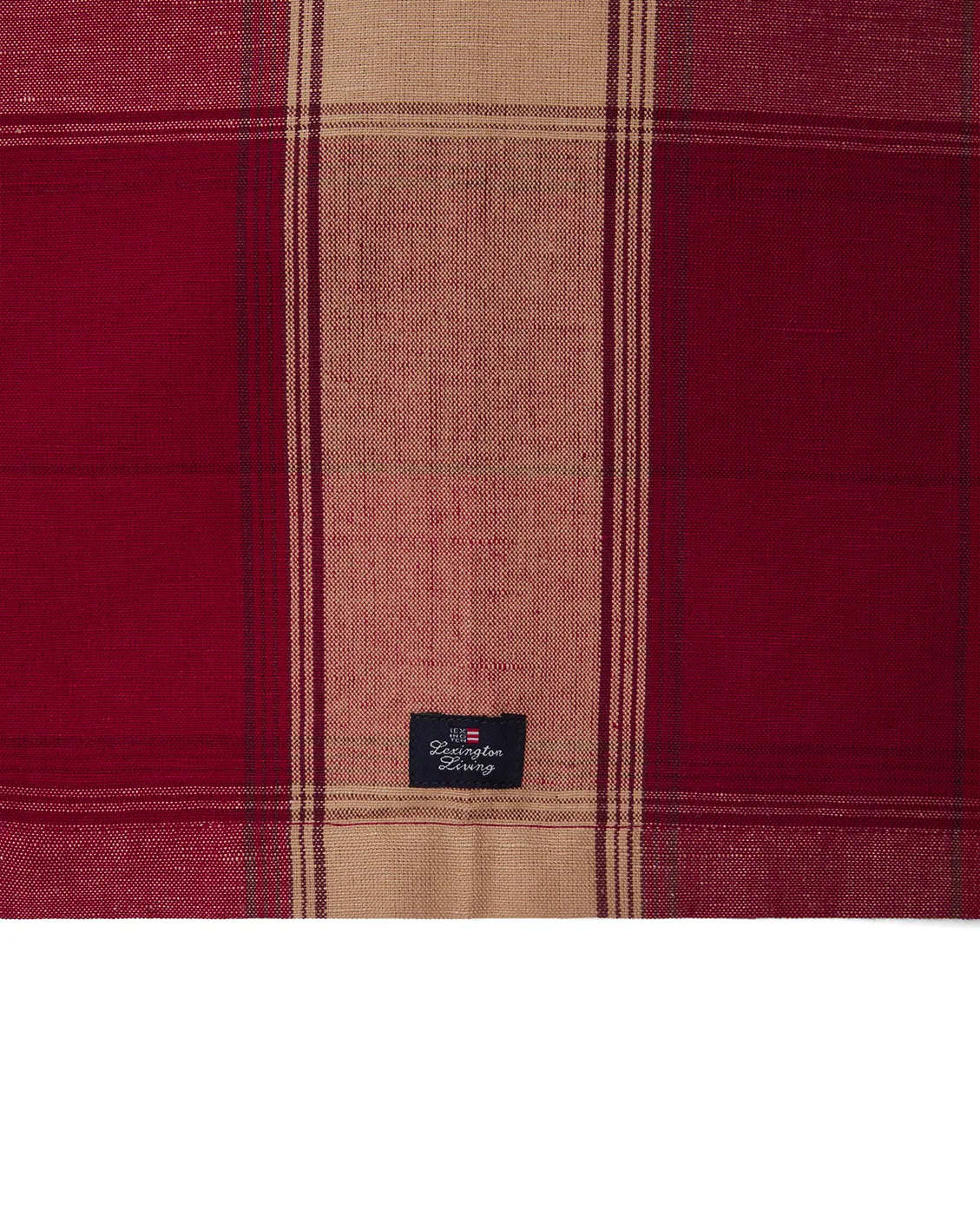 Checked linen-cotton runner 50x350 cm, Red-beige Lexington