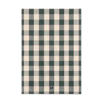 Checked linen/cotton kitchen towel 50x70 cm - Green-light beige-red - Lexington