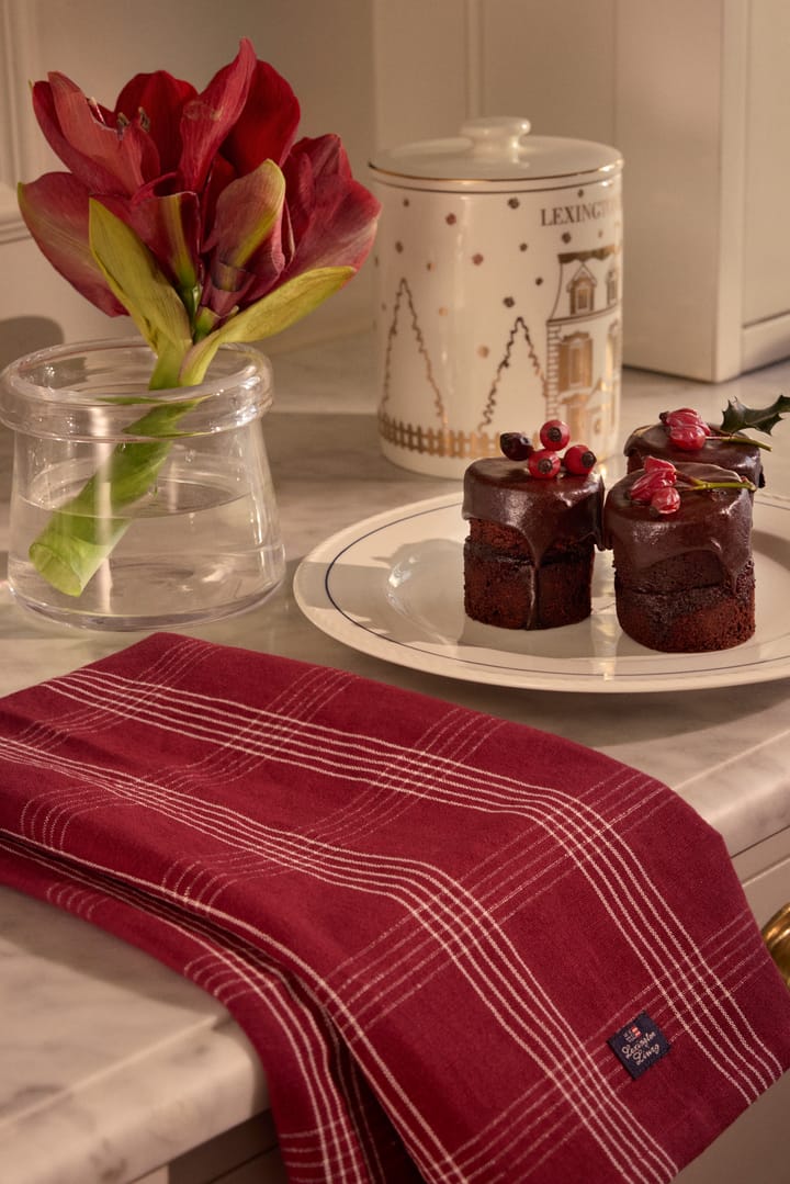 Checked linen/cotton kitchen towel 50x70 cm, Red-white Lexington