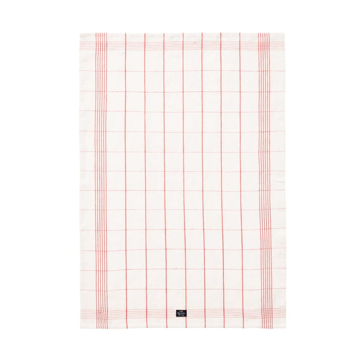 Checked Linen/Cotton kitchen towel 50x70 cm - White-red - Lexington
