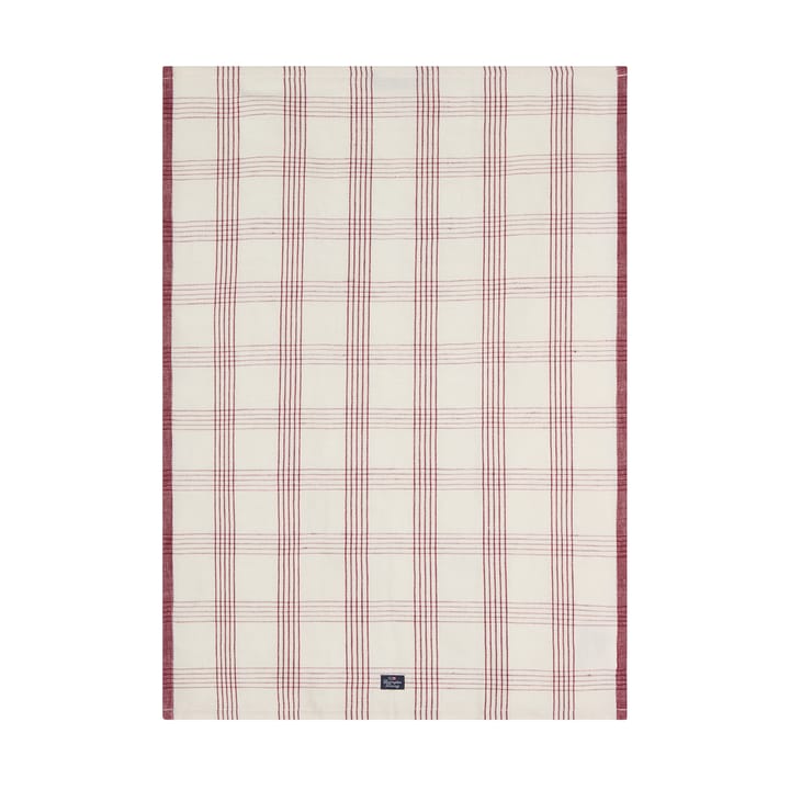 Checked linen/cotton kitchen towel 50x70 cm - White-red - Lexington
