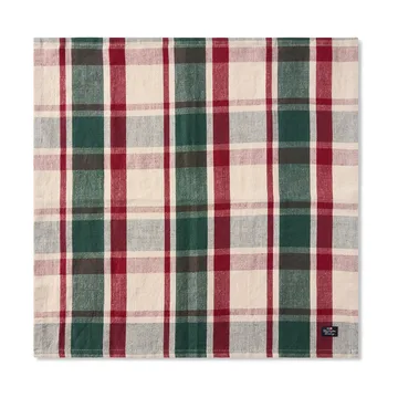 Checked linen/cotton napkin 50x50 cm - Green-red-beige - Lexington