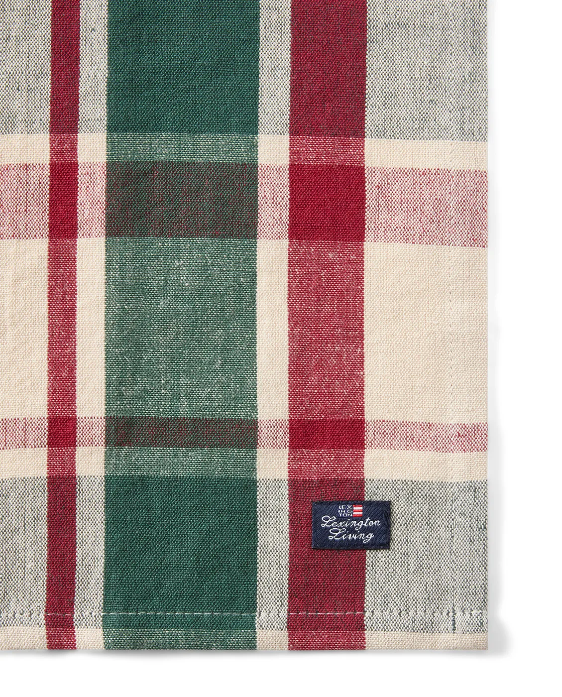 Checked linen/cotton napkin 50x50 cm, Green-red-beige Lexington