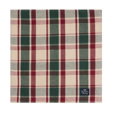Checked linen/cotton napkin 50x50 cm - Green-red-beige - Lexington