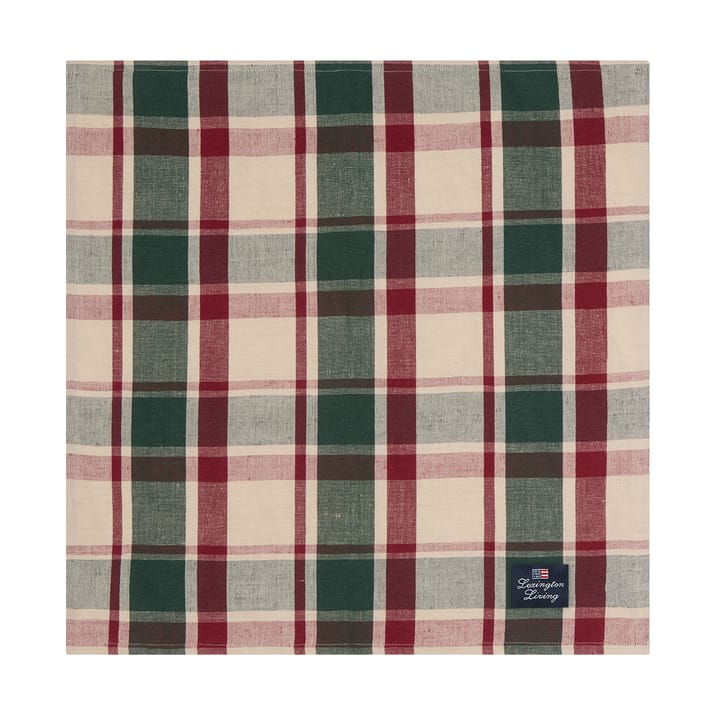 Checked linen/cotton napkin 50x50 cm, Green-red-beige Lexington