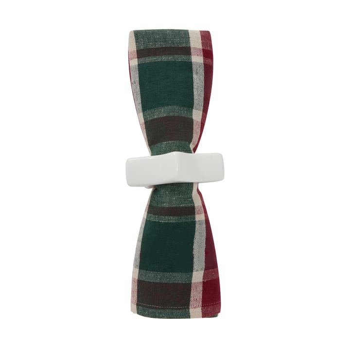 Checked linen/cotton napkin 50x50 cm, Green-red-beige Lexington