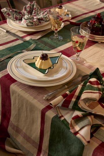 Checked linen/cotton napkin 50x50 cm - Green-red-beige - Lexington