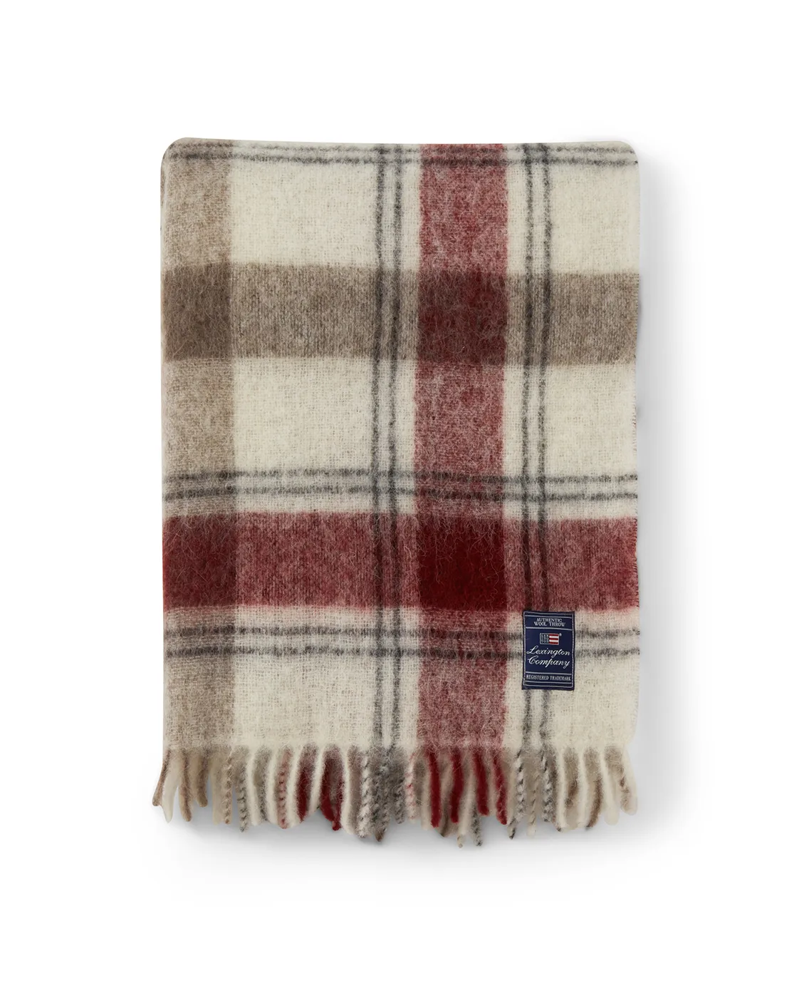 Checked Mohair Mix blanket 130x170 cm, Red-beige-white Lexington
