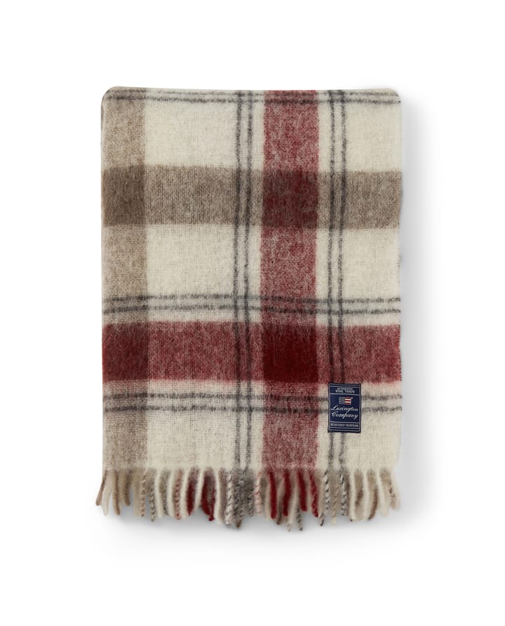 Checked Mohair Mix blanket 130x170 cm - Red-beige-white - Lexington