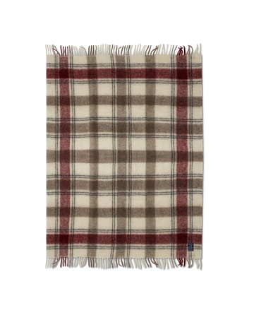 Checked Mohair Mix blanket 130x170 cm - Red-beige-white - Lexington