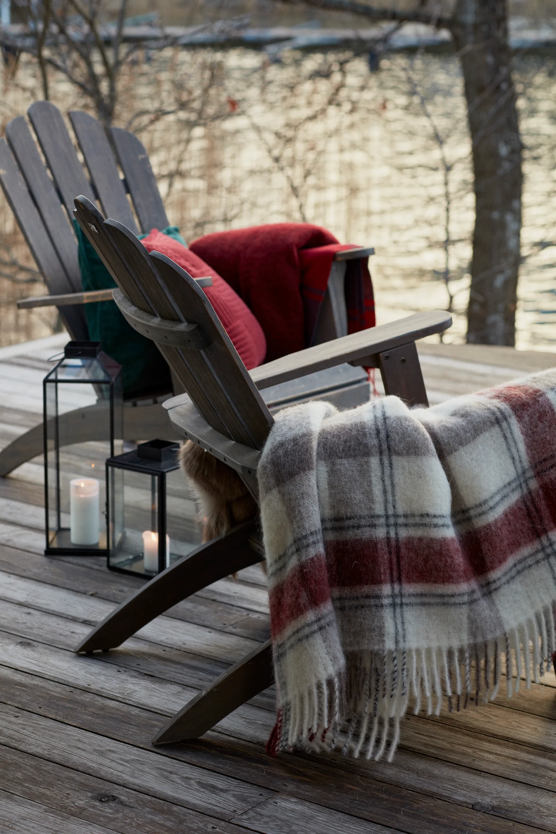Checked Mohair Mix blanket 130x170 cm, Red-beige-white Lexington