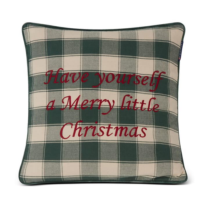 Checked Organic Cotton Canvas cushion cover 50x50 cm - Merry Little Christmas - Lexington