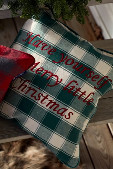 Checked Organic Cotton Canvas cushion cover 50x50 cm - Merry Little Christmas - Lexington