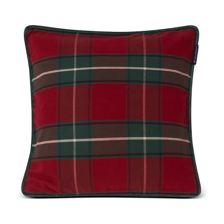 Checked Organic Cotton Canvas cushion cover 50x50 cm - Red-green - Lexington
