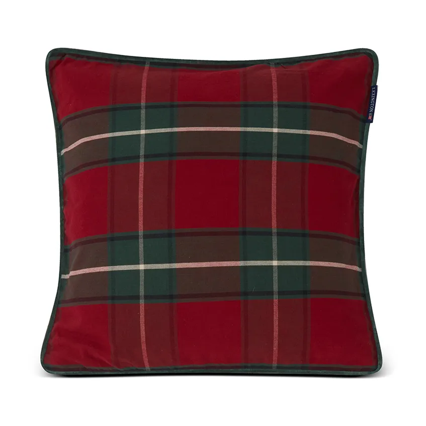 Checked Organic Cotton Canvas cushion cover 50x50 cm, Red-green Lexington