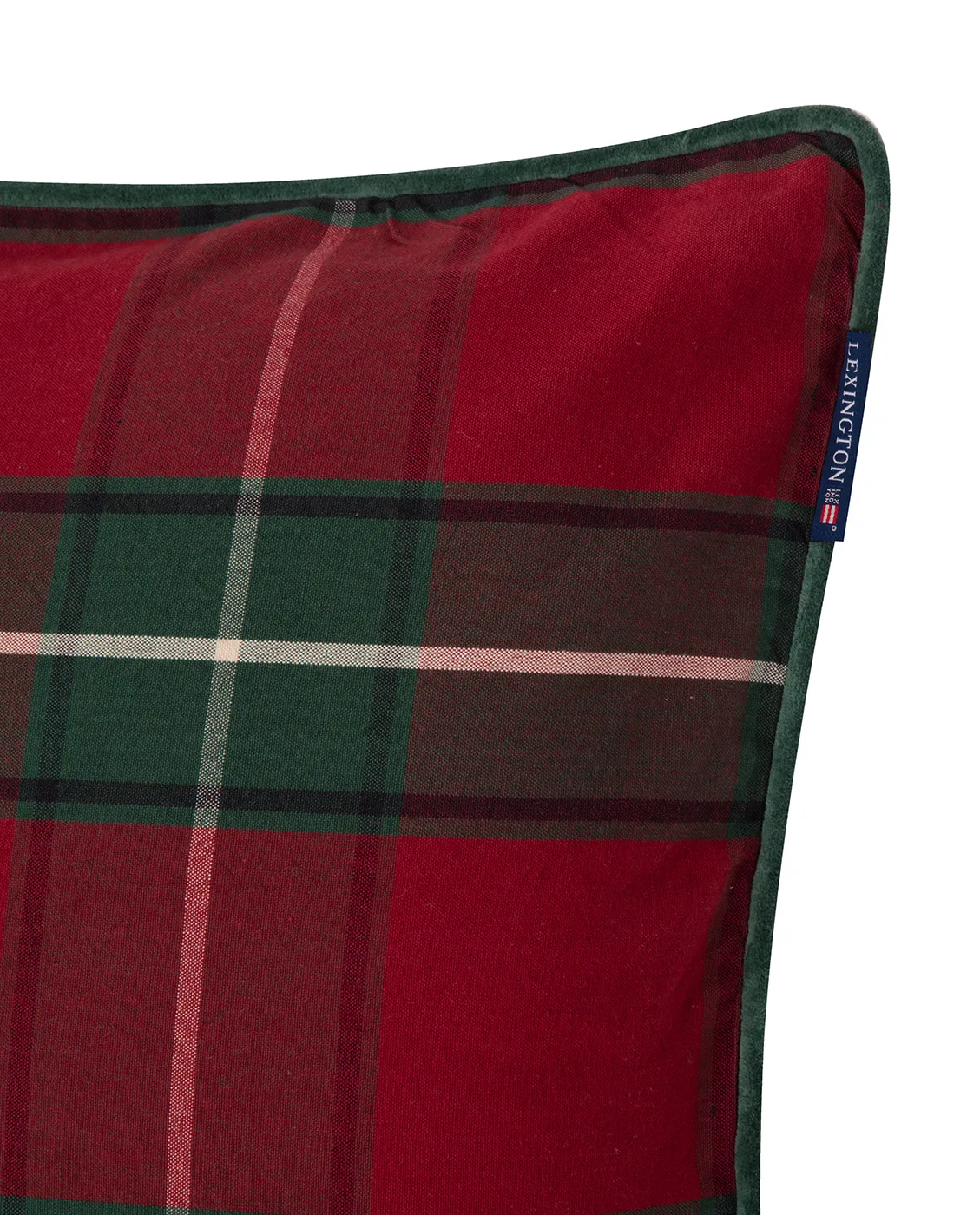 Checked Organic Cotton Canvas cushion cover 50x50 cm, Red-green Lexington
