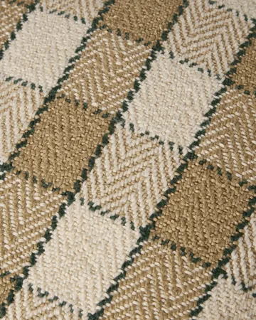 Checked organic cotton fringe cushion cover - Beige-light beige-green - Lexington