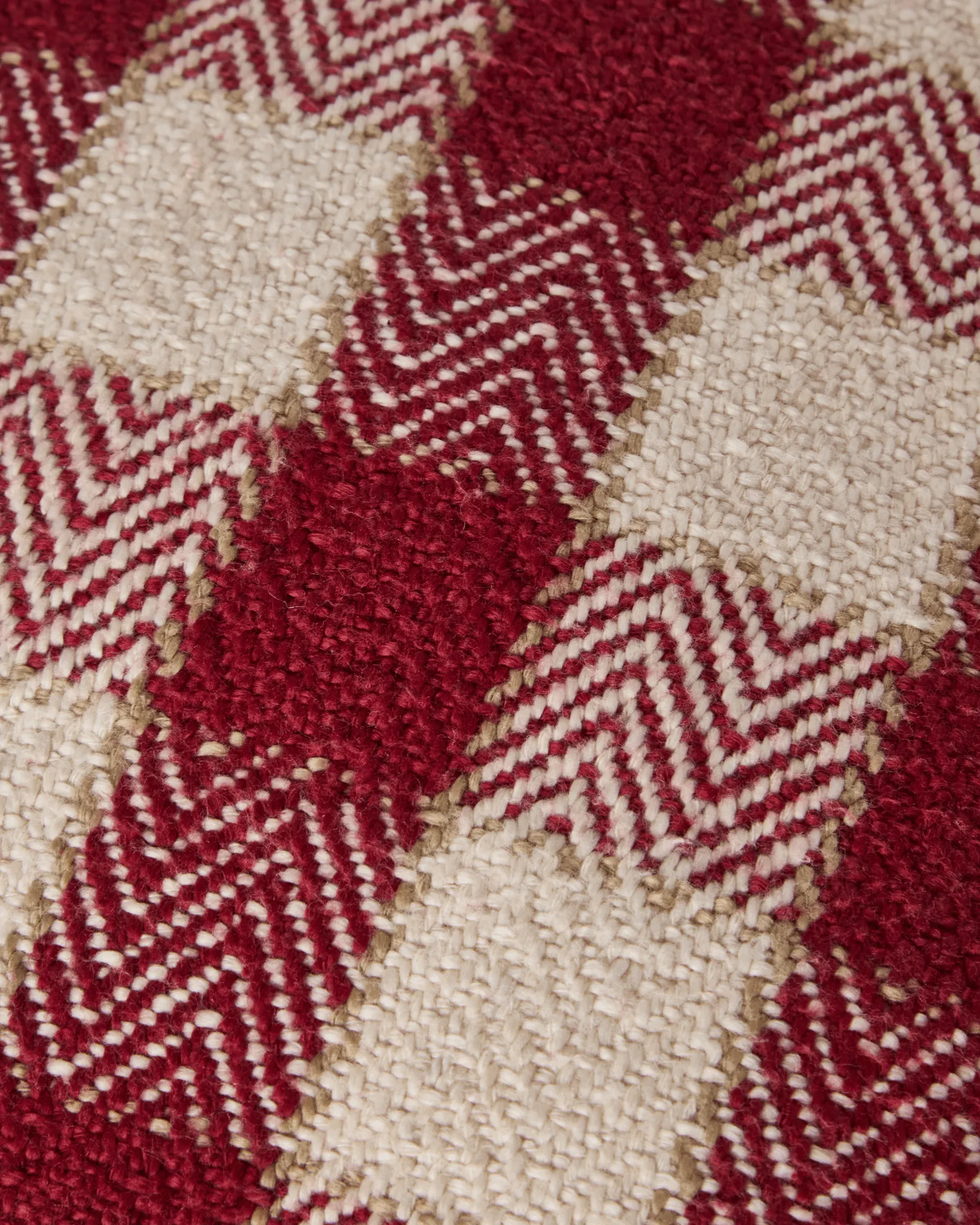 Checked organic cotton fringe cushion cover, Red-light beige-beige Lexington