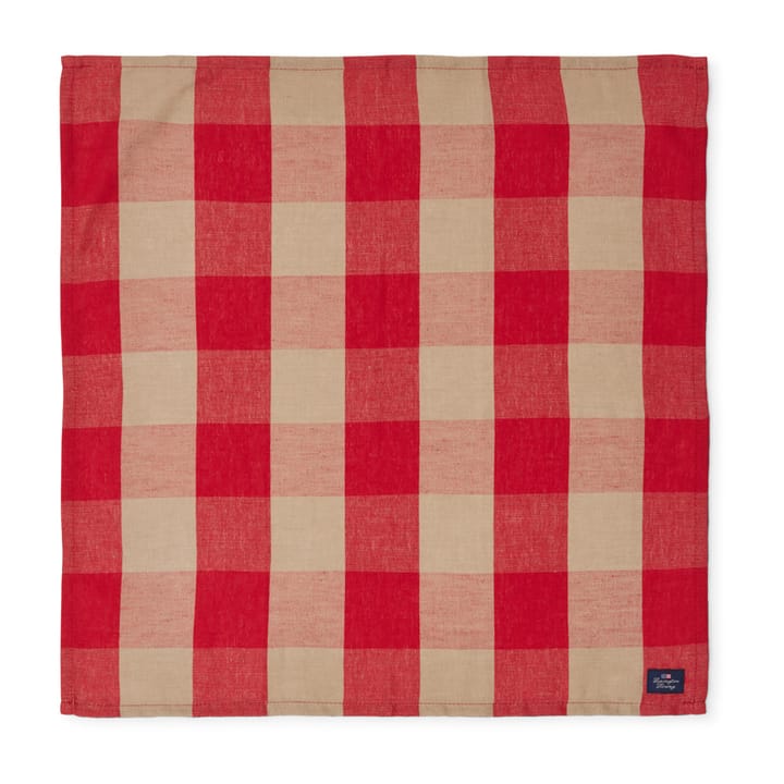 Checked Organic Cotton Linen napkin 50x50 cm - Red-beige - Lexington