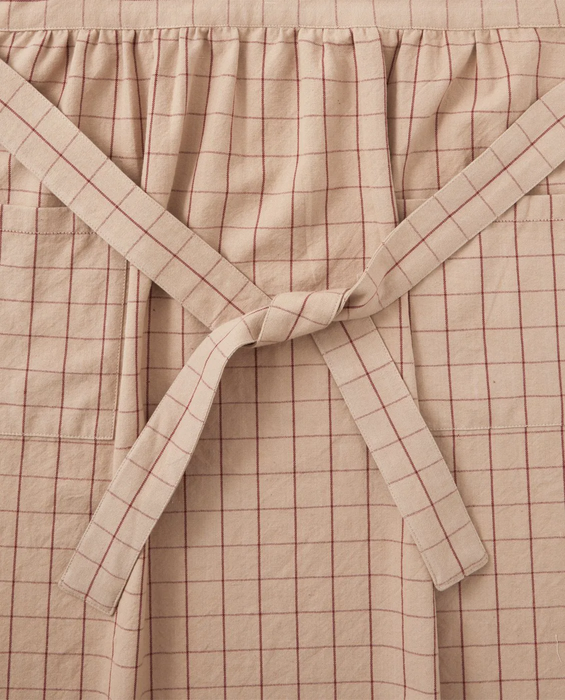 Checked Organic Cotton Oxford apron, Beige-red Lexington