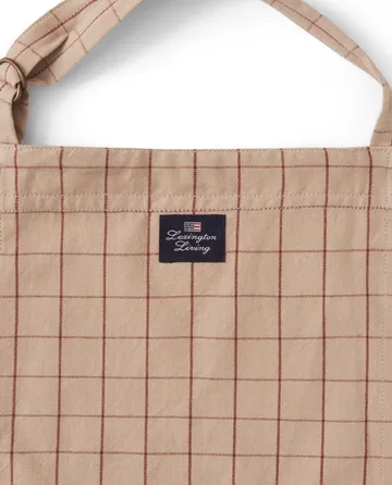 Checked Organic Cotton Oxford apron - Beige-red - Lexington
