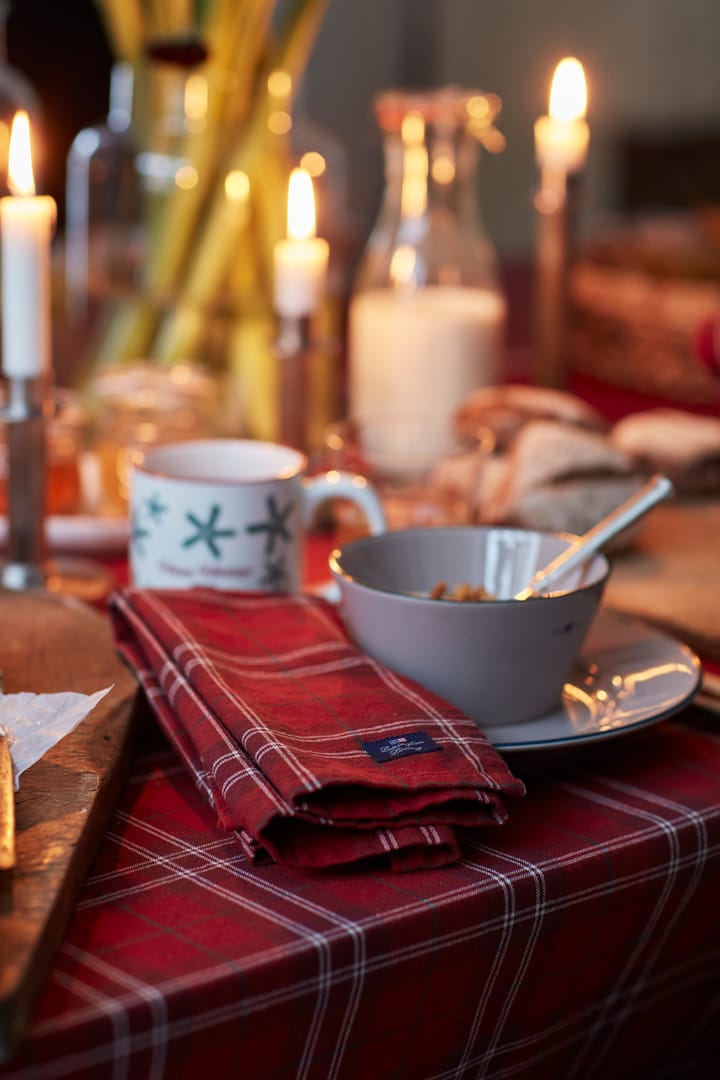Checked Organic Cotton Oxford tablecloth 180x180 cm, Red-beige-green Lexington
