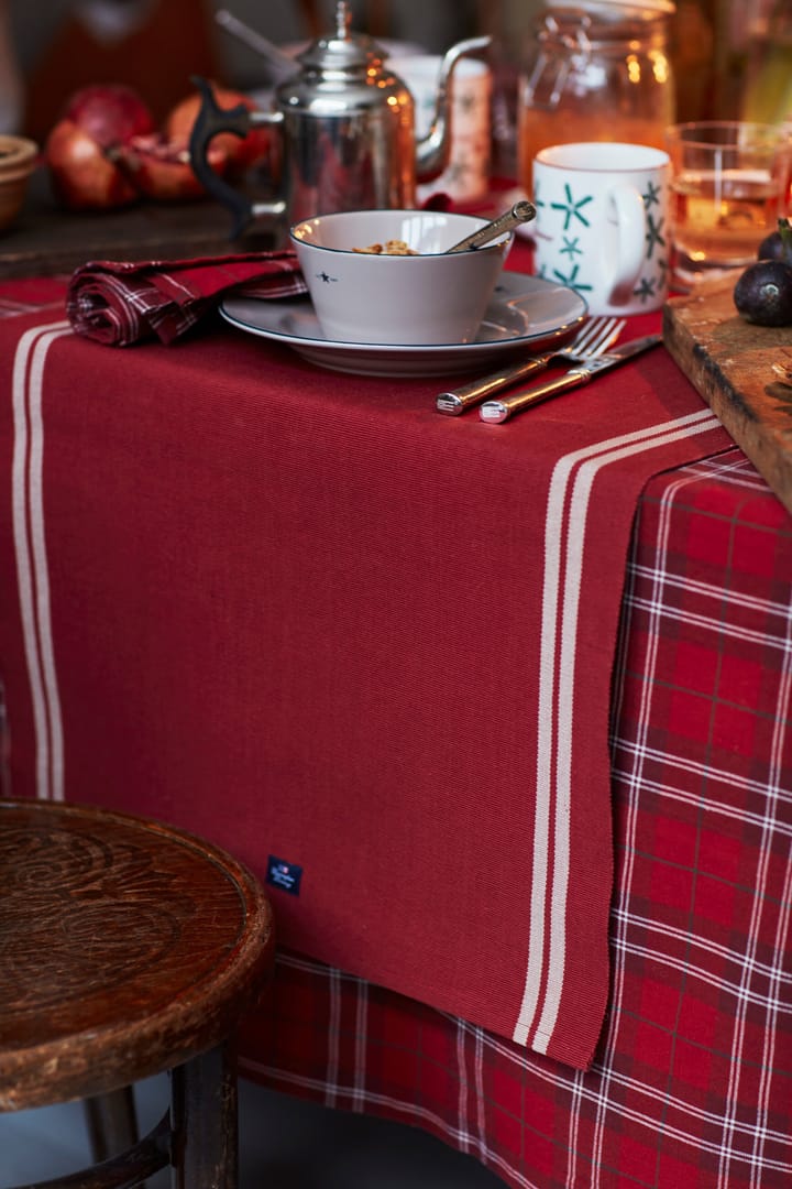 Checked Organic Cotton Oxford tablecloth 180x180 cm, Red-beige-green Lexington
