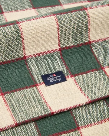 Checked organic cotton runner - Green-Light beige-red, 50x250 cm - Lexington