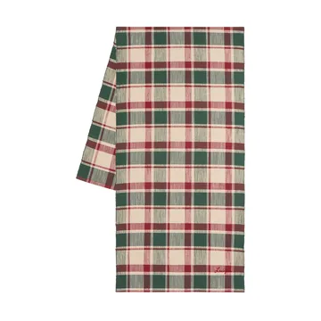Checked organic cotton runner - Green-red-beige, 50x150 cm - Lexington
