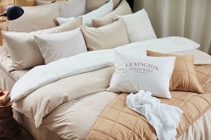 Checked pillowcase bomwool-lyocell 50x60 cm - Off white-dark blue - Lexington