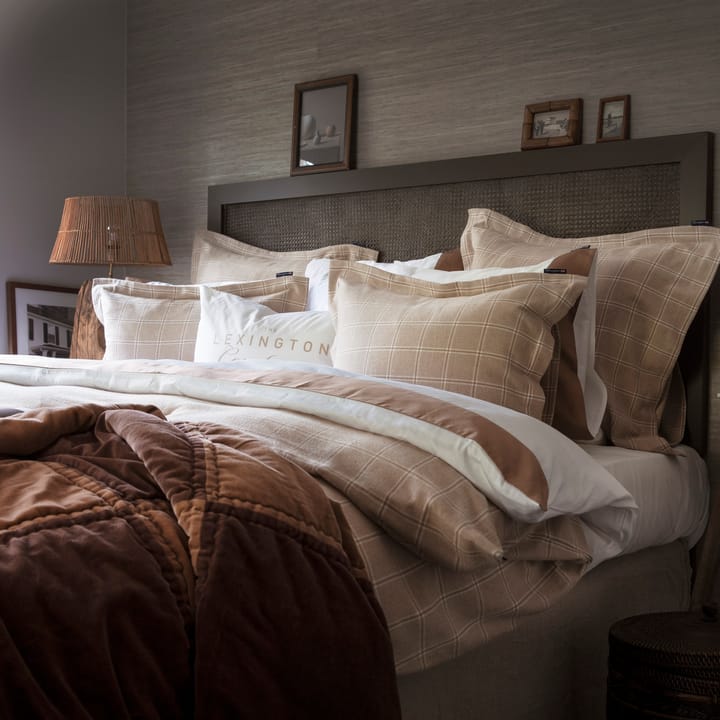 Checked pillowcase cotton-cashmere 65x65 cm - beige - Lexington