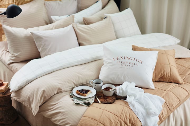 Checked pillowcase cotton-lyocell 65x65 cm, Off white-dark blue Lexington