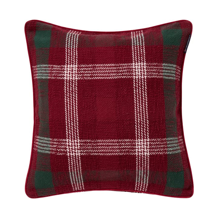 Checked recycled cotton cushion cover 50x50 cm - Red-green-white - Lexington