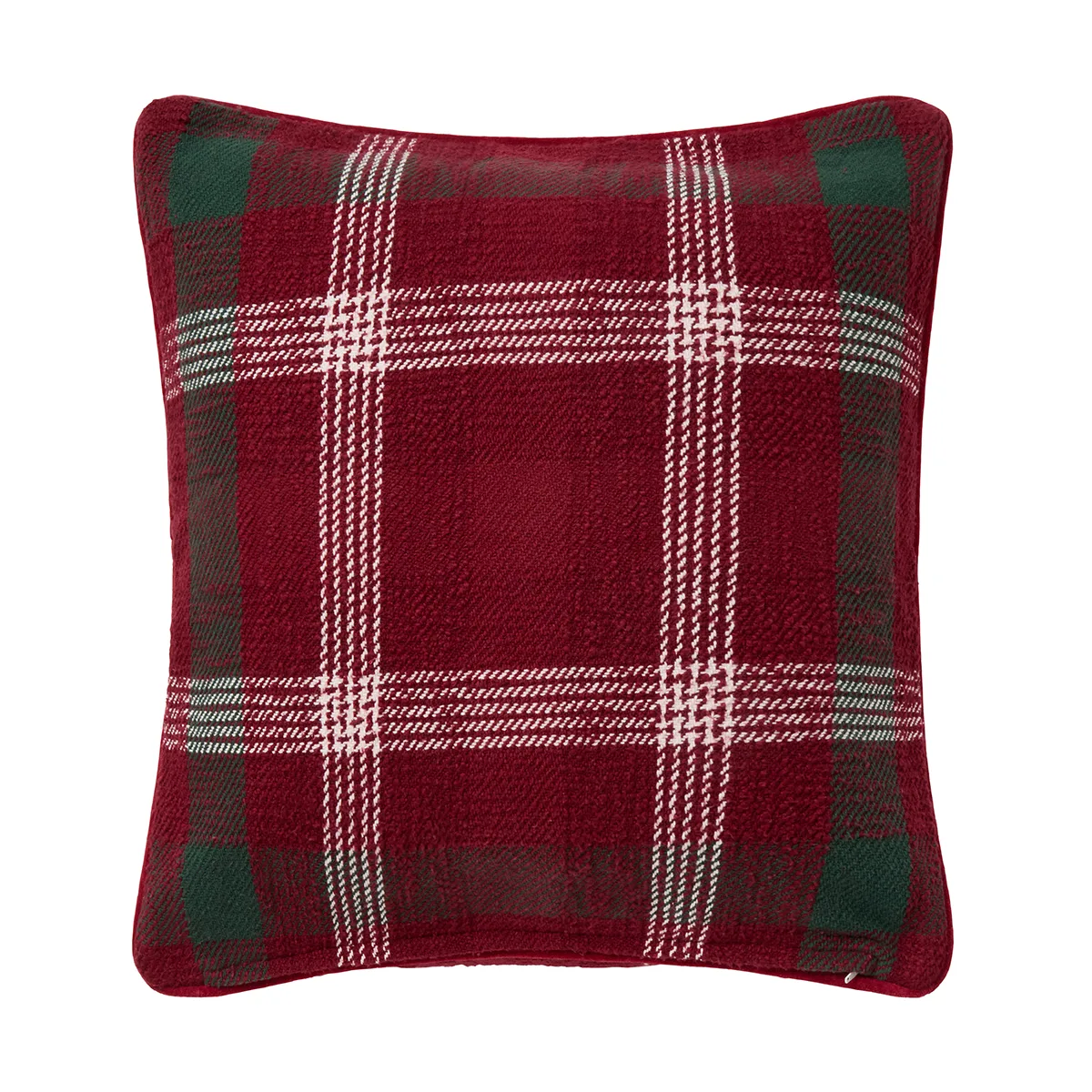 Checked recycled cotton cushion cover 50x50 cm, Red-green-white Lexington
