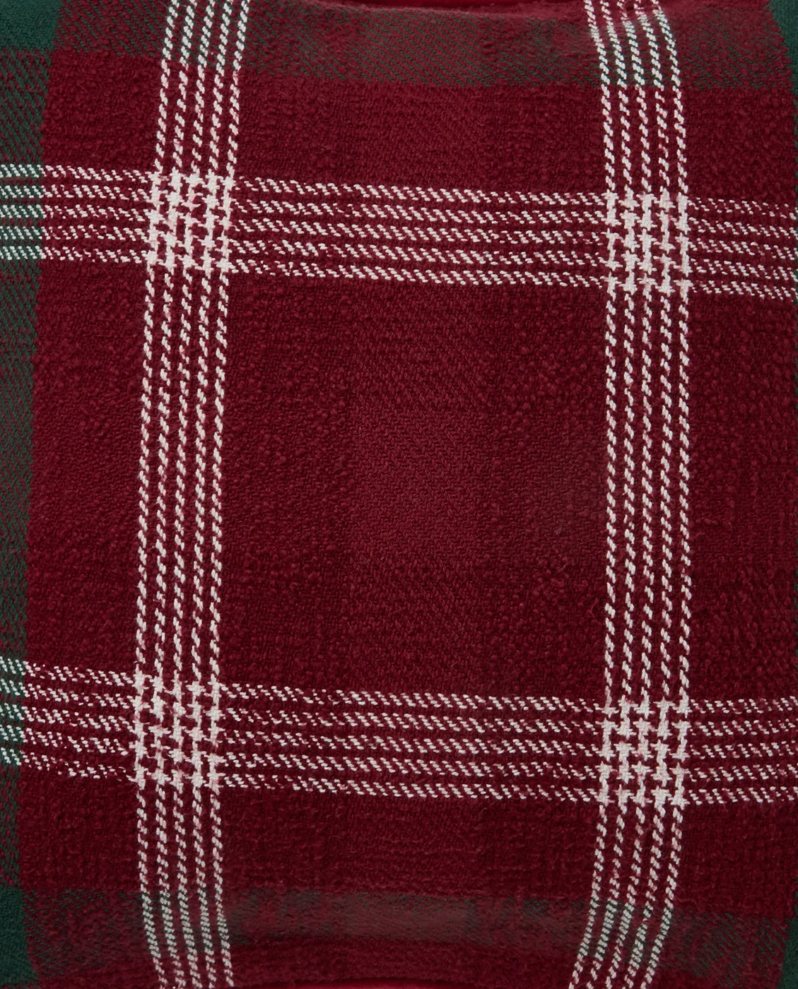 Checked recycled cotton cushion cover 50x50 cm, Red-green-white Lexington