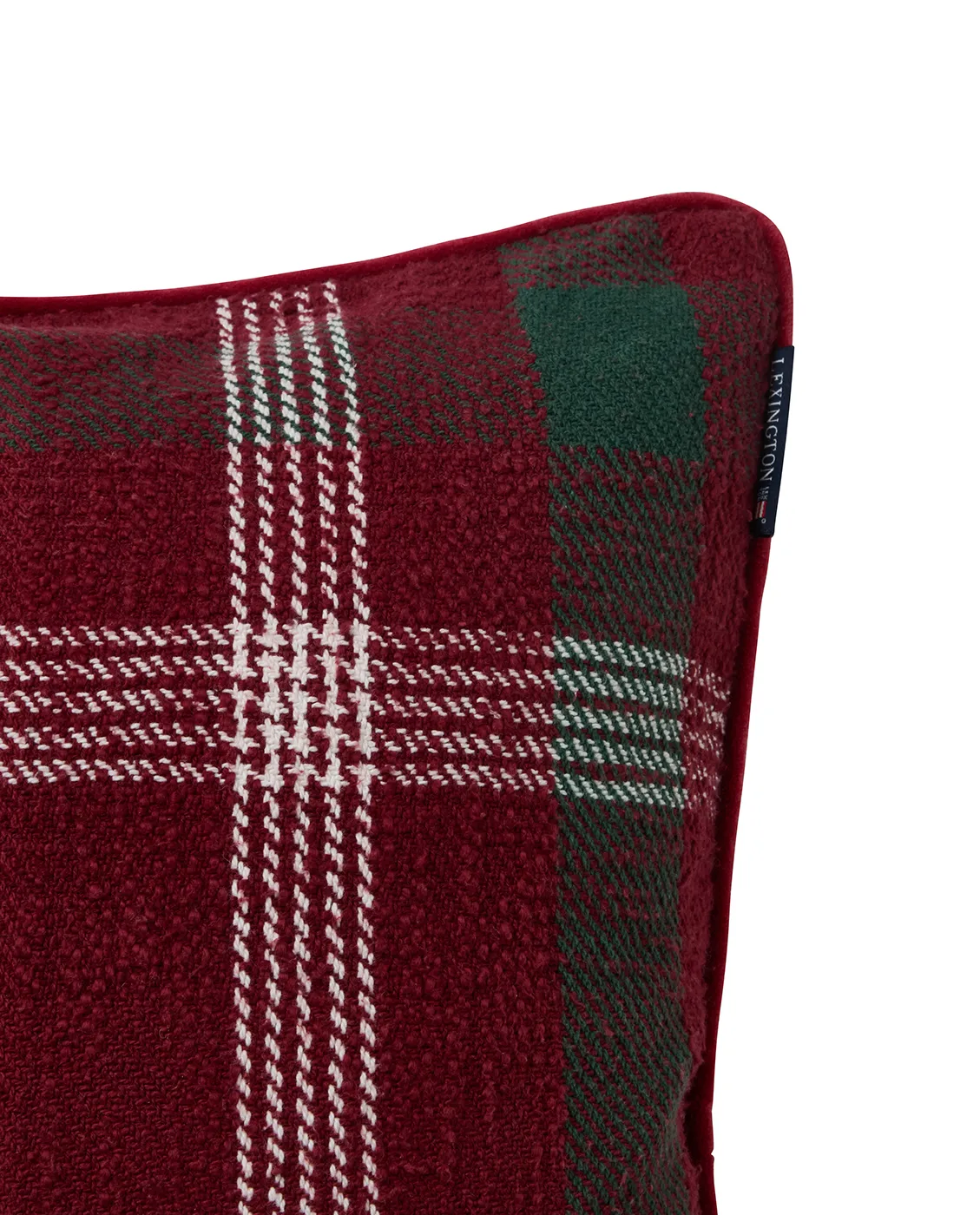 Checked recycled cotton cushion cover 50x50 cm, Red-green-white Lexington