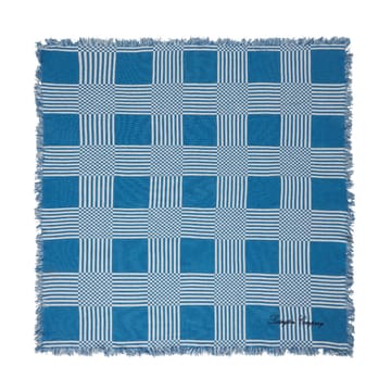 Checked Recycled Cotton Picnic Blanket 150x150 cm - Blue - Lexington