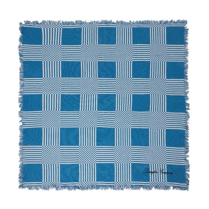 Checked Recycled Cotton Picnic Blanket 150x150 cm - Blue - Lexington