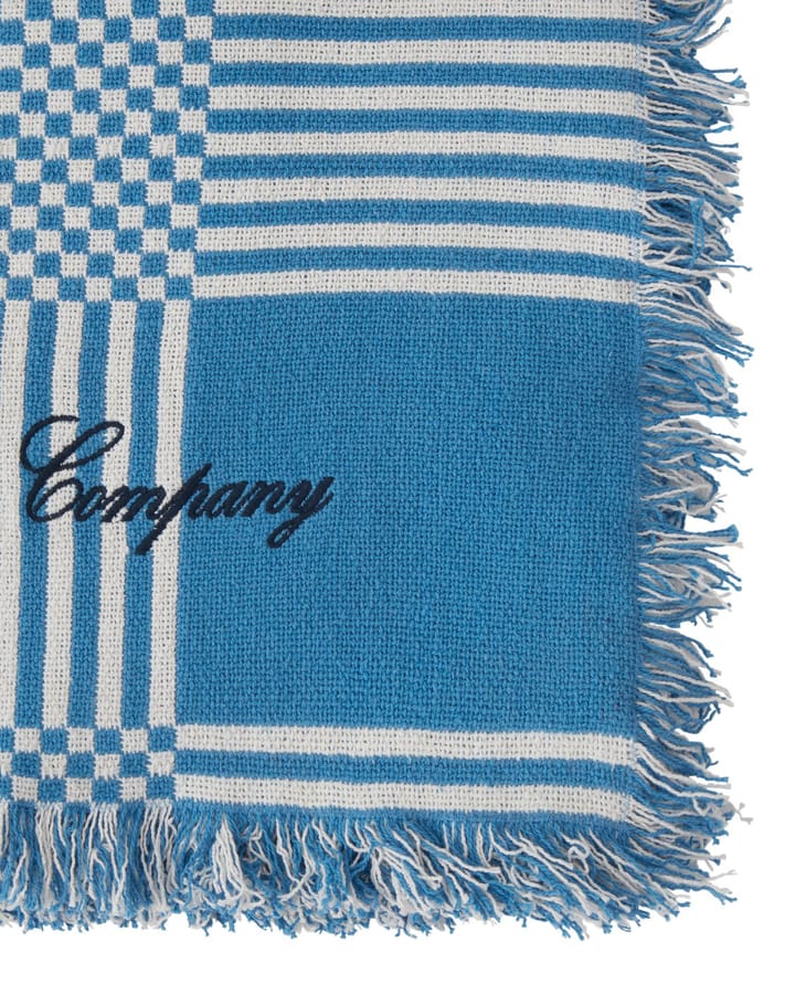 Checked Recycled Cotton Picnic Blanket 150x150 cm - Blue - Lexington