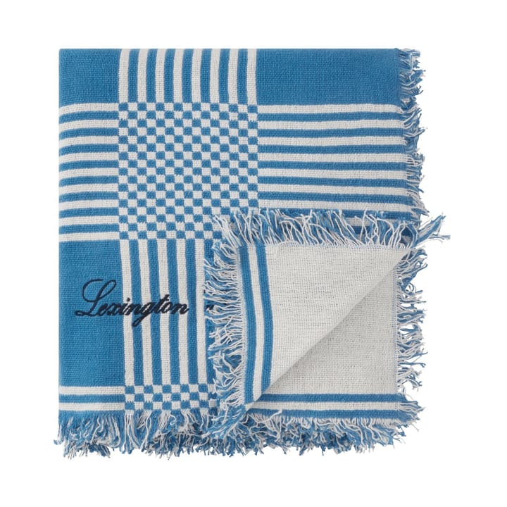 Checked Recycled Cotton Picnic Blanket 150x150 cm - Blue - Lexington