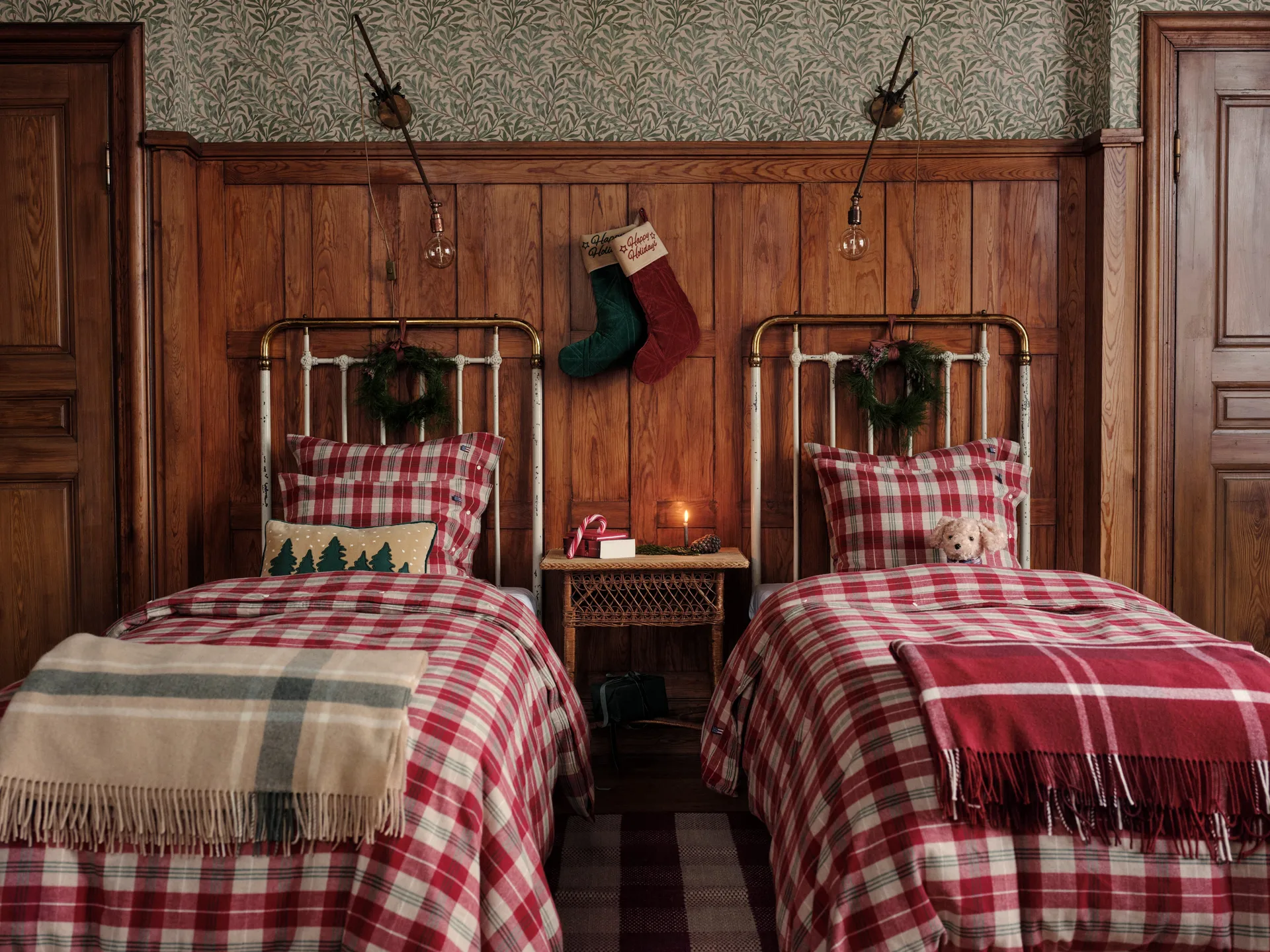 Checked Recycled Throw 130x170 cm, Red-white Lexington