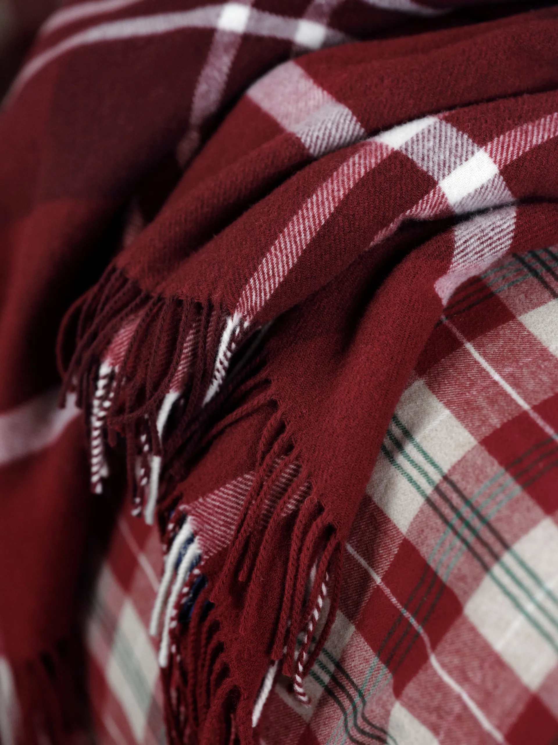 Checked Recycled Throw 130x170 cm, Red-white Lexington