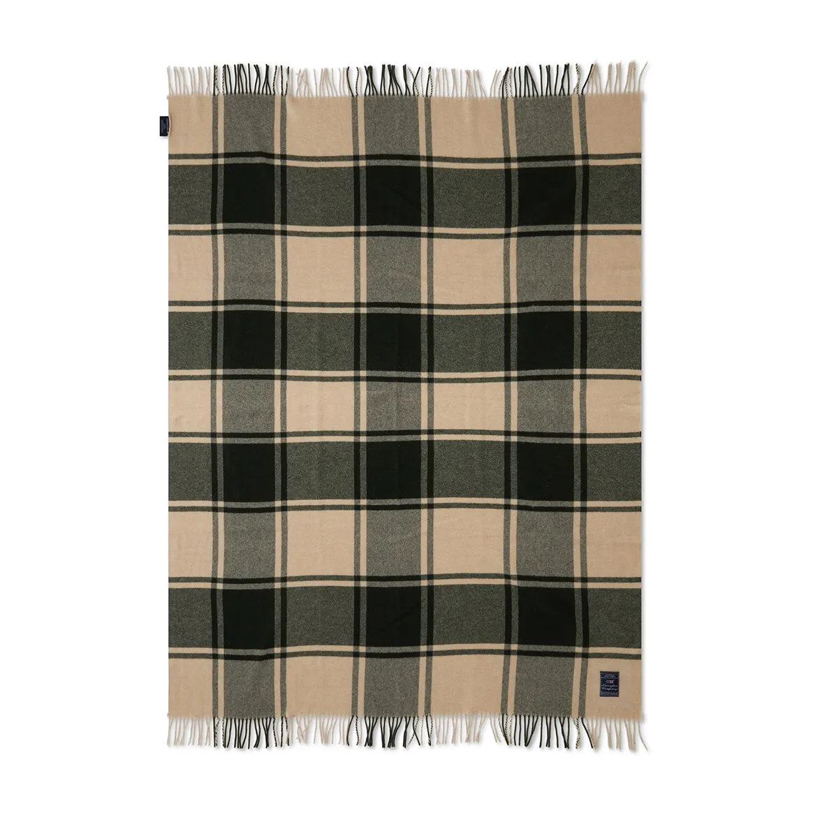 Checked Recycled wool blanket 130x170 cm, Green-beige Lexington