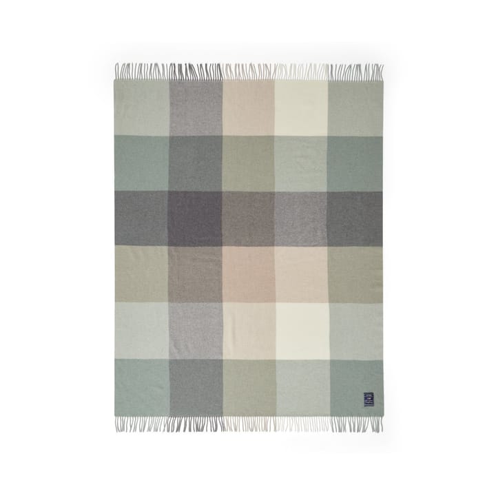 Checked Recycled Wool throw 130x170 cm - Beige-green-white - Lexington