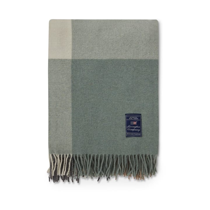 Checked Recycled Wool throw 130x170 cm - Beige-green-white - Lexington