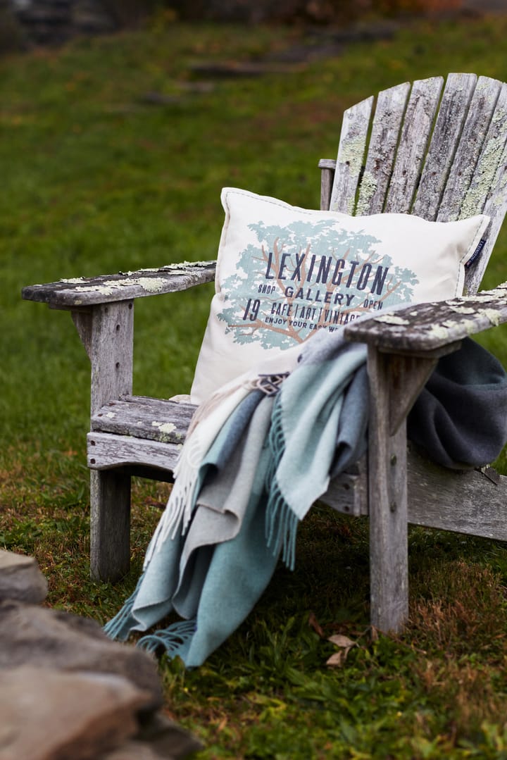 Checked Recycled Wool throw 130x170 cm - Beige-green-white - Lexington