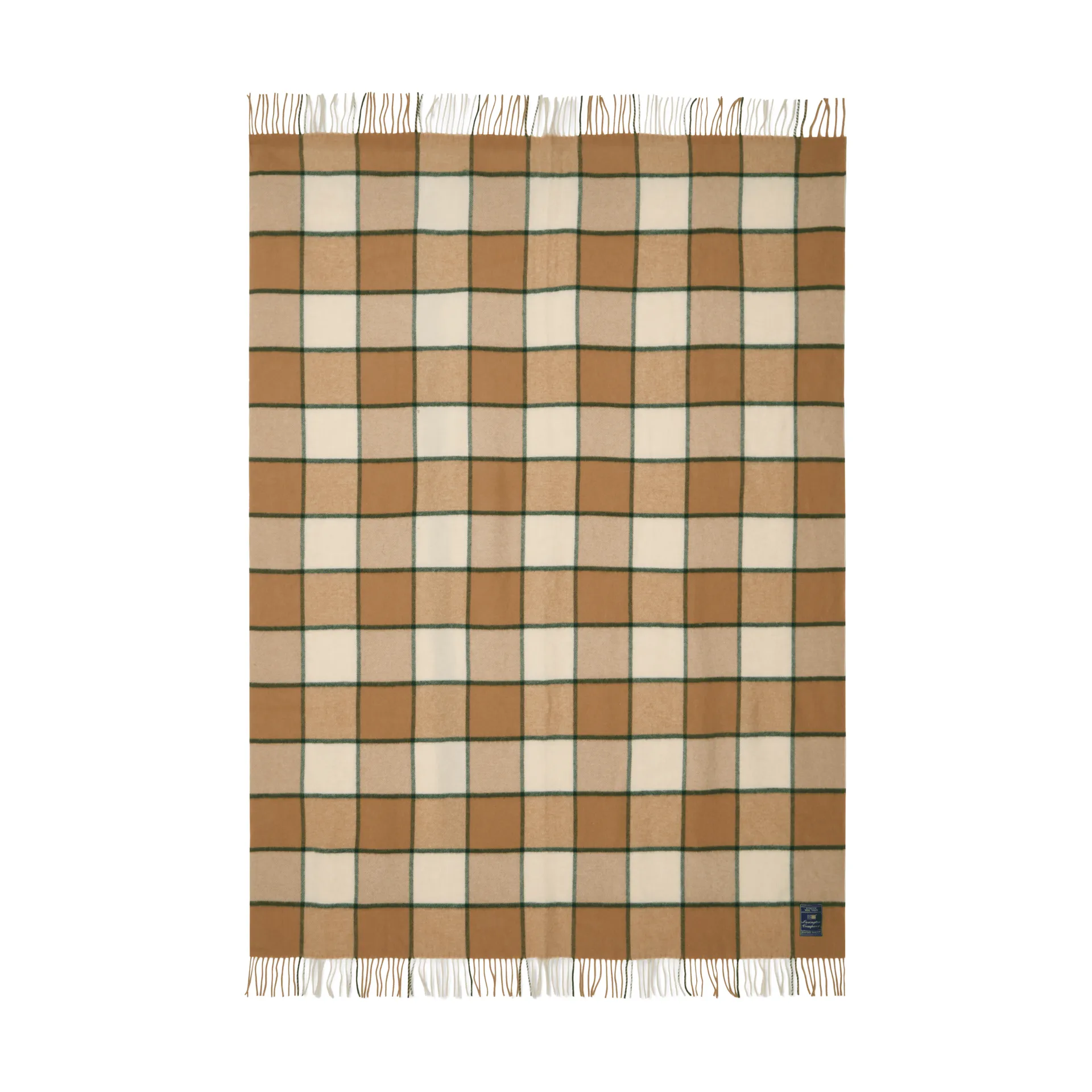 Checked Recycled Wool throw 130x170 cm, Beige-Light beige-green Lexington
