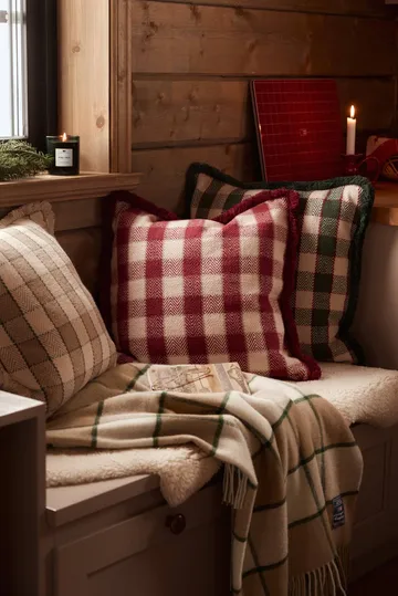 Checked Recycled Wool throw 130x170 cm - Beige-Light beige-green - Lexington